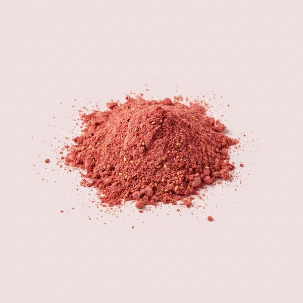 Schonend gefriergetrocknetes, naturreines Bio-Erdbeerpulver