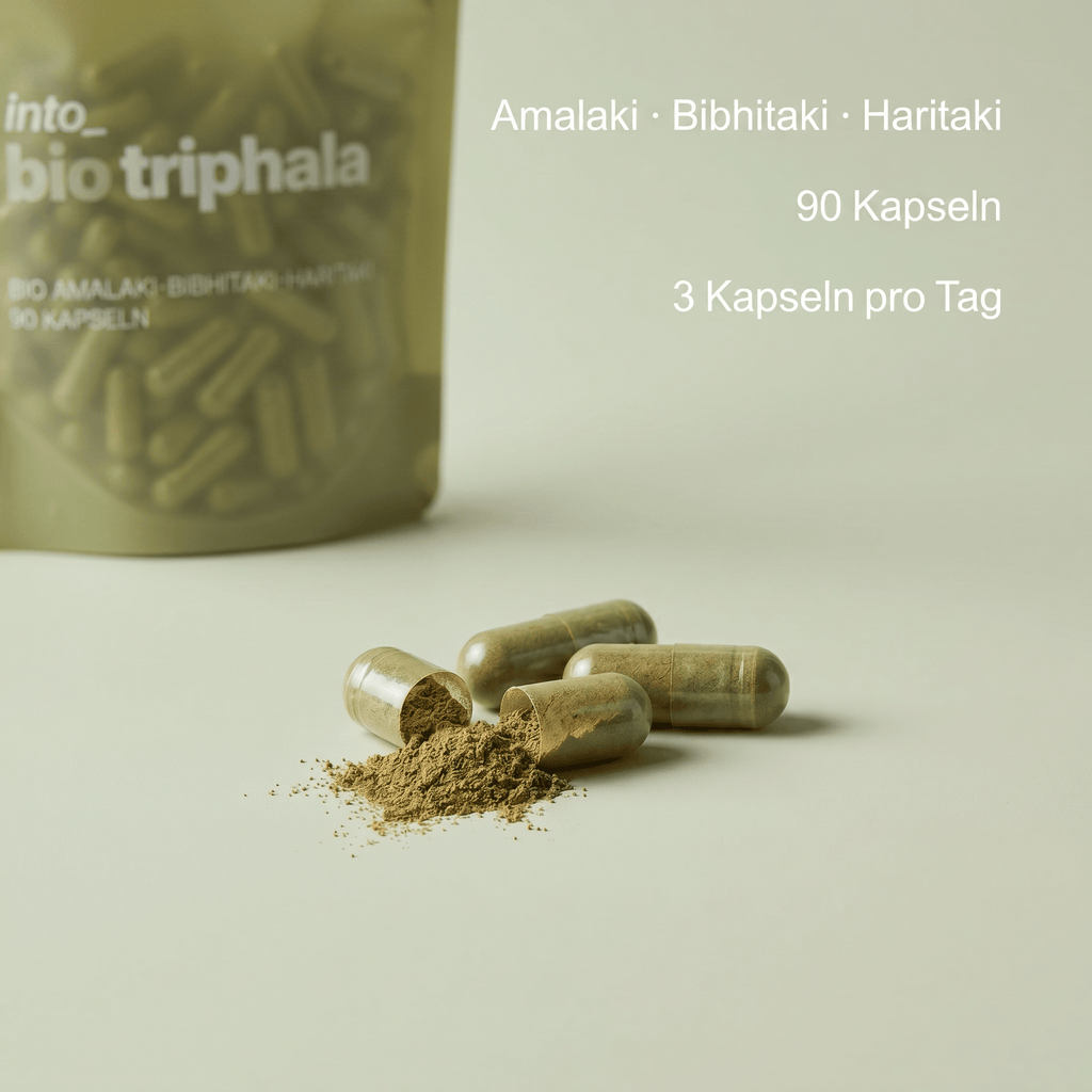 Bio Triphala Kapseln mit Amalaki, Bibhitaki und Haritaki Extrakt