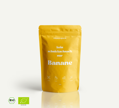 Hochwertiges Bio-Bananenpulver aus 100% reifen Bananen, schonend gefriergetrocknet zur optimalen Erhaltung von Geschmack und Nährstoffen, perfekt für Smoothies, Shakes, Backrezepte und vegane Ernährung. Natürliches Fruchtpulver ohne Zusatzstoffe, ideal zur Verfeinerung von Speisen, reich an Vitaminen und Mineralien, vegan und ohne Zuckerzusatz, für eine gesunde und bewusste Lebensweise.