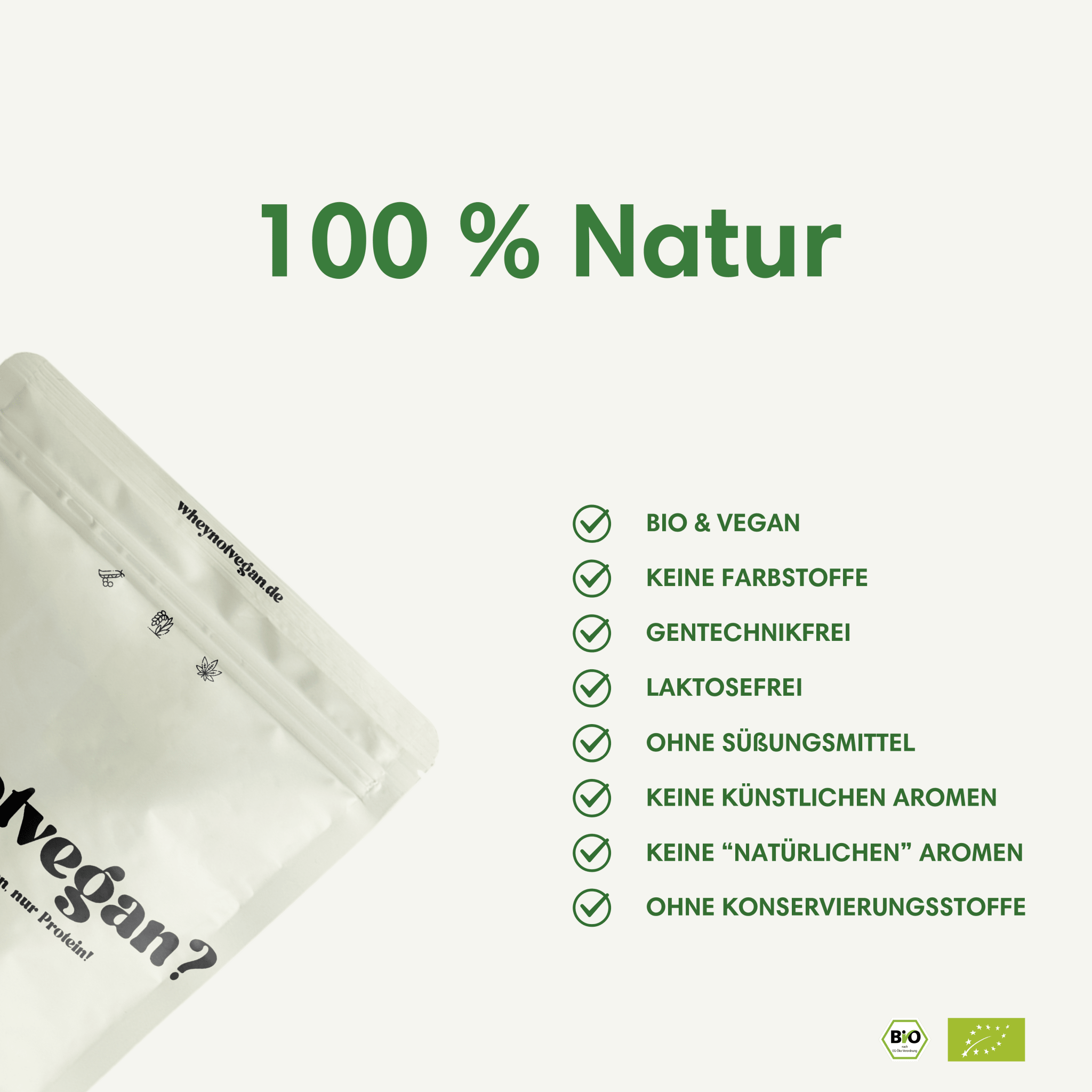 Veganes Bio-Proteinpulver ohne Aromen, Süßungsmittel und Konservierungsstoffe